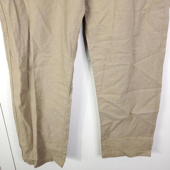 HM Pants Womens Large Relaxed Fit Ankle Tan Pull On Drawstring Waist Coastal - Picture 4 of 11